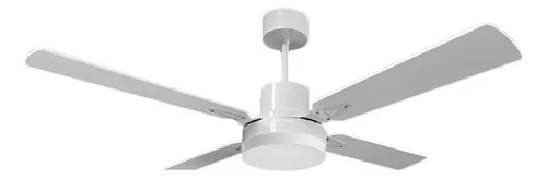 Vent De Techo Blanco 4 Palas Madera Blanca + Plafon Led 18w