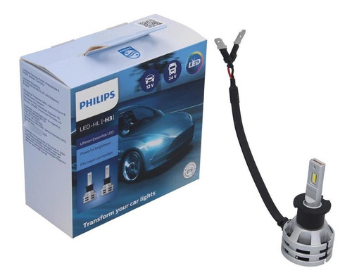 Set X2 Lampara Philips Led H3 (11336) 12v 24v 19w Pk22s Univ