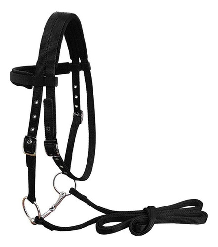 Cincha De Nylon Suave Headstall Brida Horse Rein Negro M