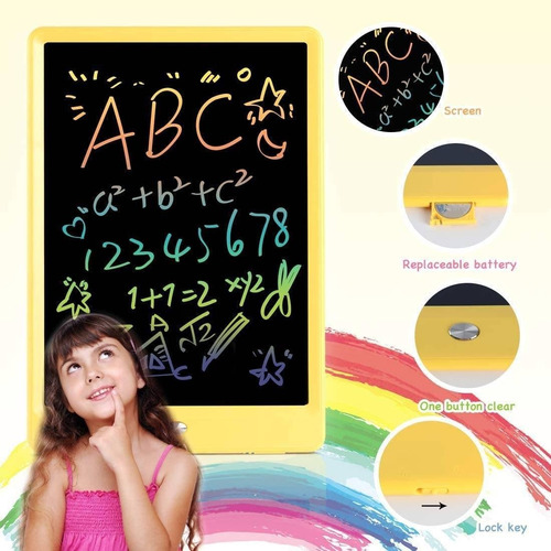 Imagen 5 de 6 de Pizarra Magica De Dibujo Para Niños Lcd Orsen 10 Amarillo