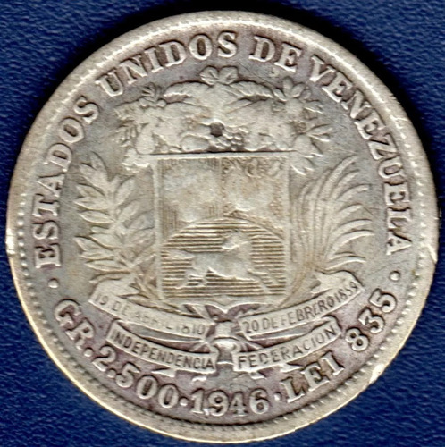 Moneda De Plata 0,50 Céntimos De Bolívar (real Venezolano)