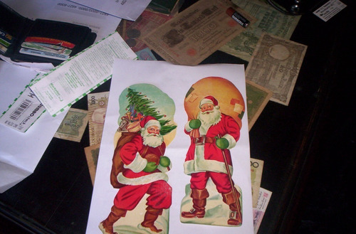 Lote 2 Muy Antiguas Figuritas De Papa Noel