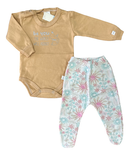 Conjunto Bebe Body Manga Larga Y Ranita Algodon Gamise