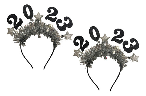 2x 2023 Año Nuevo Diadema Aro Para El Cabello Tiara Brillo