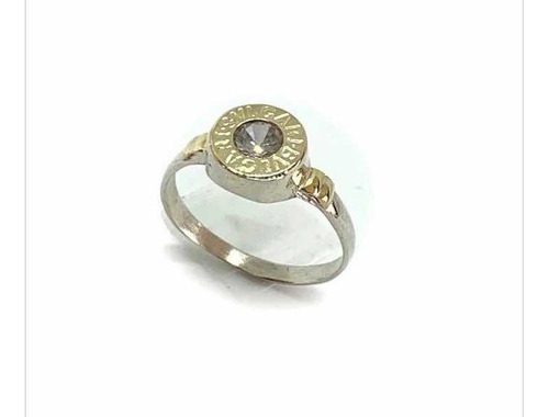 Anillo De Plata Y Oro Bulgary Moderno Con Cubic Colores
