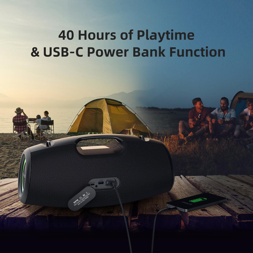 Zealot Altavoz Portátil, Altavoz Bluetooth De 120 W Con Grav