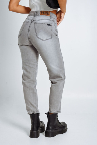 Pantalon Mom Plateado | H-reina | Tiro Alto | Buen Calce