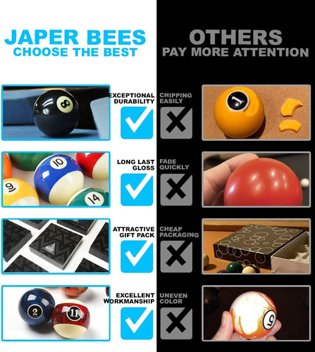 Bolas De Billar Japer Bees, Estándar De Lujo, Poliresina