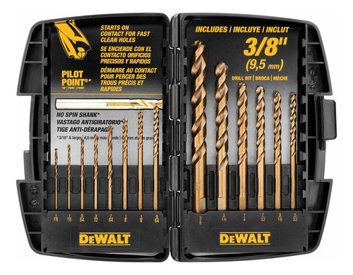 Juego De Brocas De Punta Piloto Dewalt Dw1263 De Aleacion...