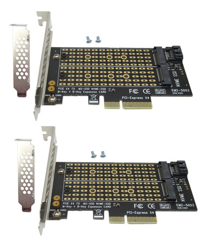 2 Unids Dual M.2 Pcie Adaptador Para Sata O Nvme Ssd Calor M