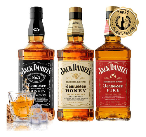 Whisky Mix 3 Jack Daniels Tradition: N°7 + Honey + Fire