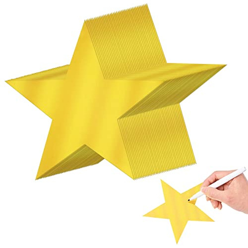 40 Pcs Metallic Star Cutouts Double Printed Paper Stars...