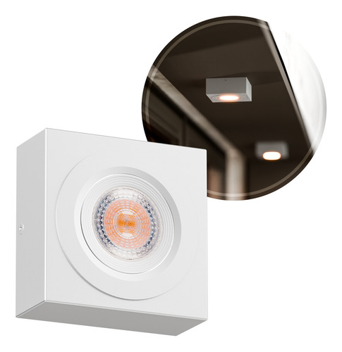 10x Spot Slim Sobrepor Branco Led 7w Quente Em Alumínio Teto Beiral Interno Mf271 Mega Forte Iluminação