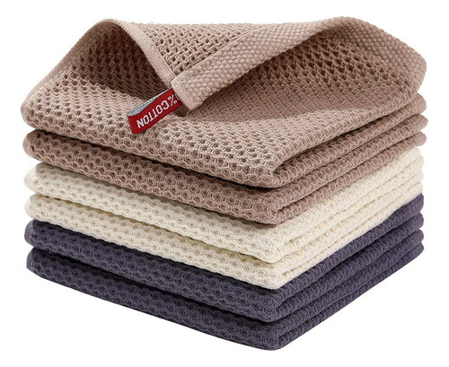 Toallas Algodón 6pzs Absorbentes Paños Cocina Limpieza Hogar