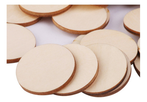 100 Piezas De Adornos De Madera Redondas Círculo Diy Color Fix Fix