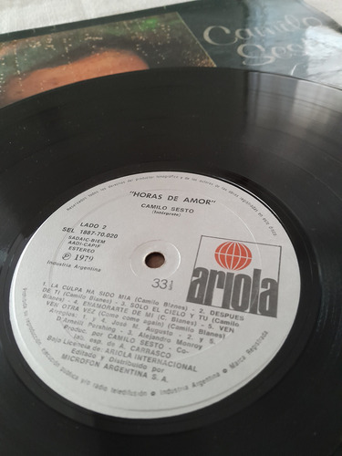 Disco Vinilo Camilo Sesto Horas De Amor Edición 1979 (Usado)