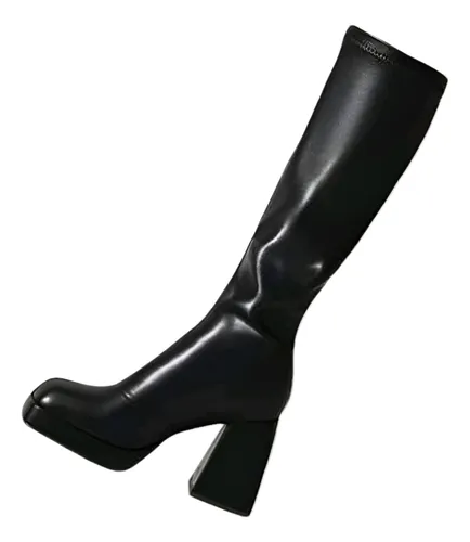 Botas Plataforma Bucaneras Elásticas Importada Premium Negro