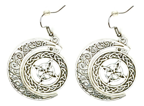 2 Modelos De Aretes Luna Con Nudo De Bruja Wicca