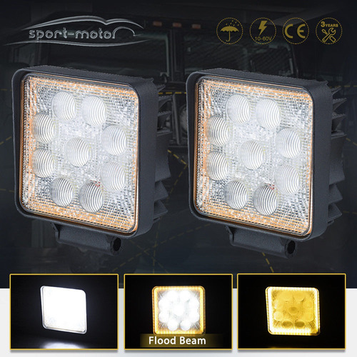 2 X 4'' 45w Led Ámbar Halo Vainas Trabajo Luz Cubo Flood4wd 