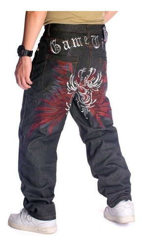 Jeans De Skate Rectos Bordados For Hombres Hip Hop Trend