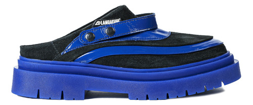 Zapato Cuero Mule Adriático Azul Negro Landazuri