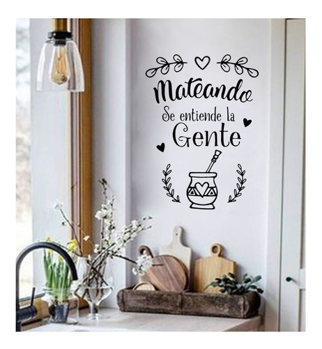 Vinilo Decorativo Pared Frases Cocina Mate Heladera Comedor