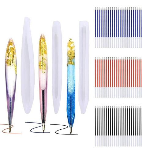 3 Moldes De Resina De Silicona Para Manualidades Con Bolígra