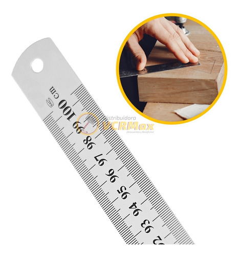 Imagen 6 de 10 de Regla Metálica Acero 100 Cm / 40 Pulgadas Flexible Gruesa