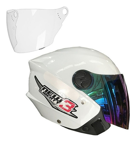 Capacete New Liberty 3 Pro Tork Branco +viseira Azul 