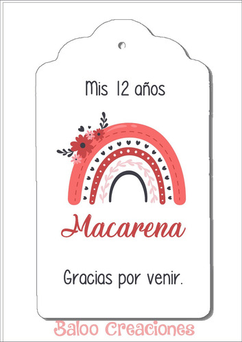 Imagen 5 de 8 de Tags Etiquetas Personalizadas Arcoiris X10