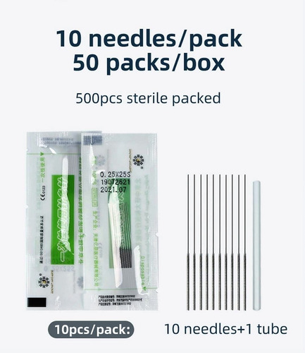 Agujas De Acupuntura 100 Unidades 0.25x40 Con Cánula Oferta!