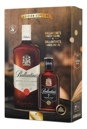 Pack Whisky Ballantines 750 + Ballantines Bourbon 7 Años 200