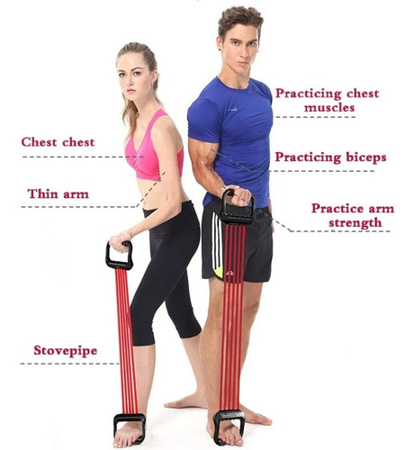 Imagen 10 de 10 de Extensor Brazos 5 Banda Elástica Ejercicios Pectoral Fitness