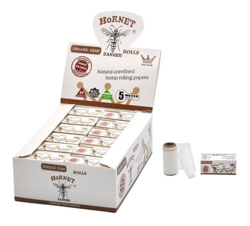 Caja 24 Rollo Papel 5m Hornet Premium 44mm Organico Natural