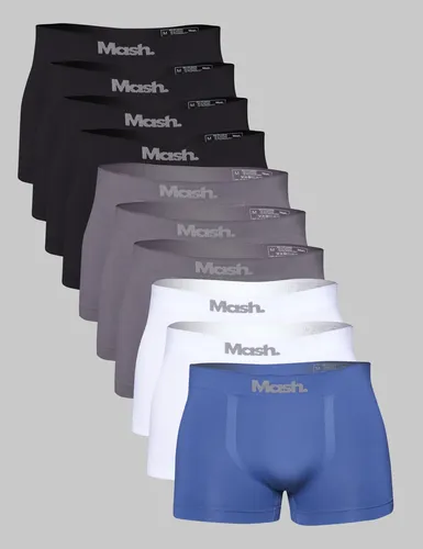 Kit 10 Cueca Boxer Lisa Sem Costura Logo Mash