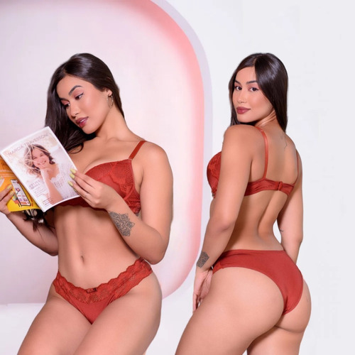 Kit 5 Conjuntos Lingerie Luxo Calcinha Sutiã Bojo Atacado  