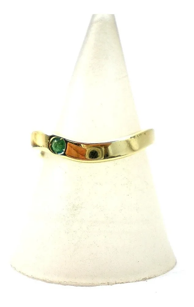 Anillo De Oro 18 Kt Y Esmeralda Natural