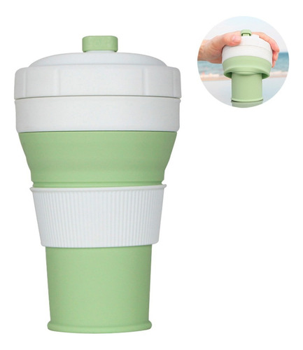 Vaso Termico Plegable Cafe Caliente Sin Quemaduras 450ml Verde