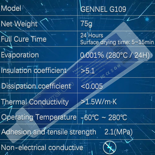 Gennel Ggrams Glue Térmico, Yeso Conductivo Térmico, Compues