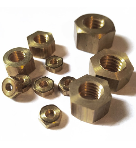 Tuerca Hexagonal De Bronce Torneada M 14 X 2.00 - 12u