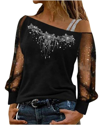 Blusa Tipo Túnica Holgada Con Lentejuelas Brillantes Para Mu