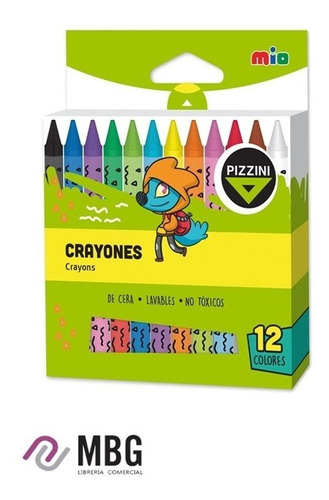 Crayones De Cera Pizzini Mío Por 12 Colores (art.9312)