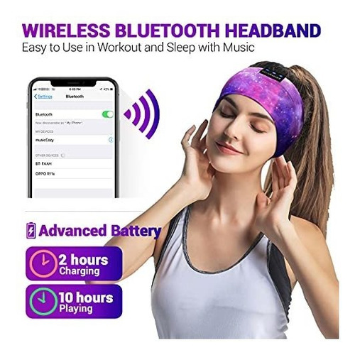 Diadema Para El Cabello Con Auriculares Bluetooth Morado