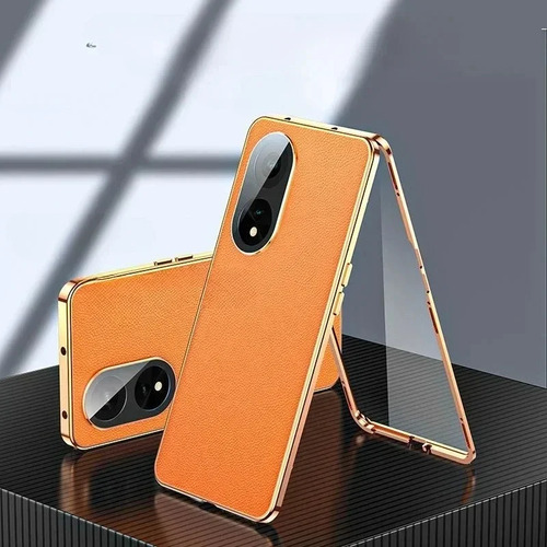 Funda De Piel Para Oppo Find X8 Pro A78 A79 A80 A98 A3 Pro 5g Lock Hebilla Funda De Lente De Vidrio Templado De Doble Cara