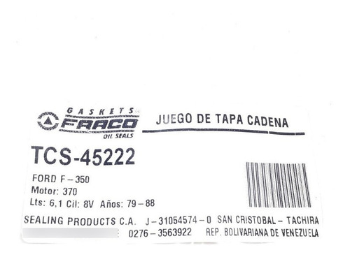 Kit Tapa Cadena Ford Camiones 370 6.1 429 7.0 1979-1988 