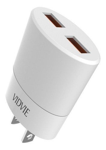 Imagen 2 de 3 de Cargador Usb Vidvie 2.1a Carga Rápida 2 Usb + Cable 1m