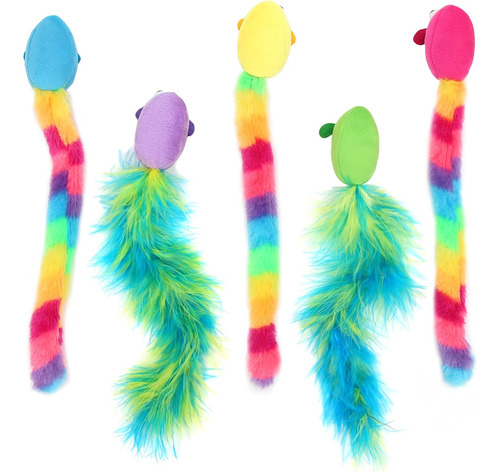 Pack De 5 Juguetes Interactivos De Plumas Y Hierba Gat...