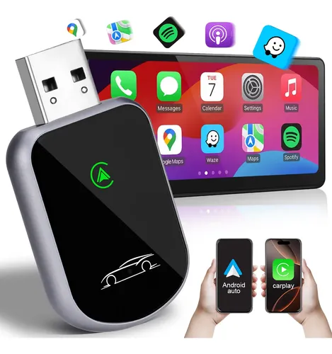 Adaptador Usb Carplay E Android Auto Sem Fio 2em1 Sem Delay - R$ 85,03