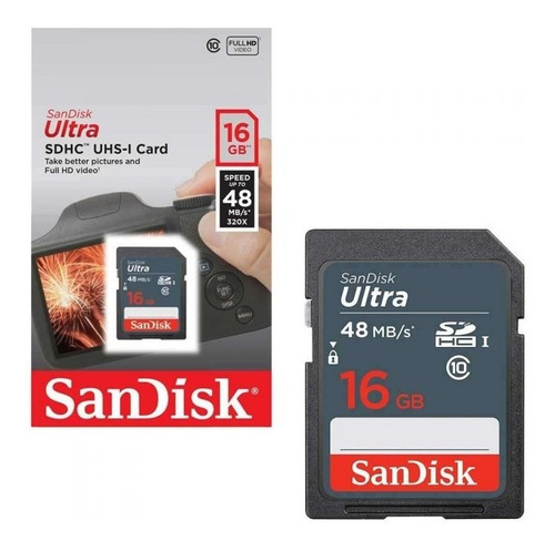Cartão Sd Sandisk 16gb Ultra Sdhc Uhs-i Classe 10 48mb/s