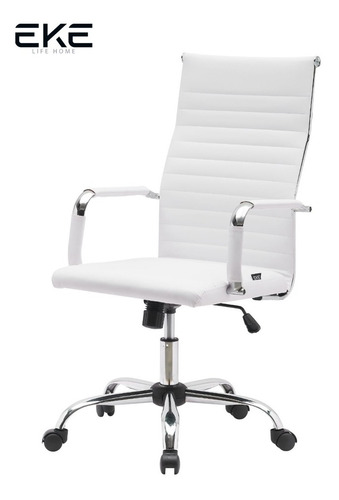 Silla de escritorio Eke Life Home YX-9005 ergonómica  blanca con tapizado de cuero sintético y mesh y tela